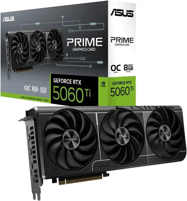 ASUS PRIME GeForce RTX 5060 Ti 8GB 128 Bit GDDR7 PCI Express 5 0 x8 DLSS 4 0 Graphics Card PRIME RTX5060TI O8G