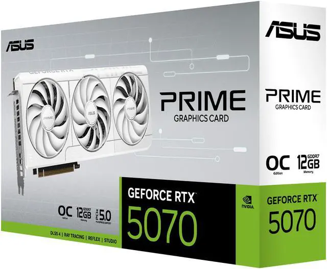 ASUS PRIME GeForce RTX 5070 12GB GDDR7 PCI Express 5 0 x16 ATX Graphics Card DLSS 4 0 PRIME RTX5070 O12G WHITE