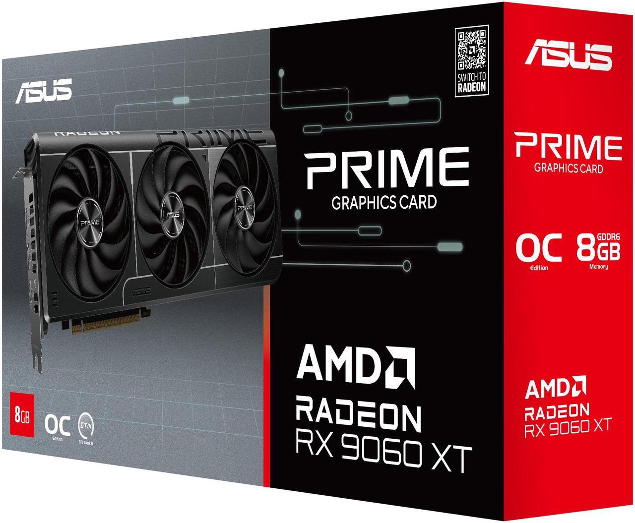 ASUS PRIME Radeon RX 9060 XT 8GB GDDR6 PCI Express 5 0 x16 ATX Graphics Card PRIME RX9060XT O8G RX 9060XT 8GB