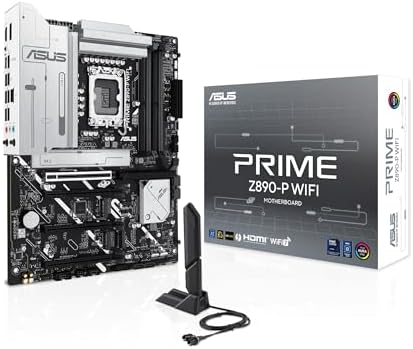 ASUS PRIME Z890 P WIFI Z890 LGA 1851 ATX motherboard  Intel  Core  Ultra Series 2 Ready  Advanced AI PC ready  14 1 1 2 power stage  DDR5  PCIe  5 0  Thunderbolt  4 USB Type C   4x M 2  Wi Fi 7  2 5Gb