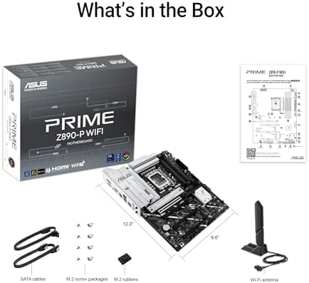 ASUS PRIME Z890 P WIFI Z890 LGA 1851 ATX motherboard  Intel  Core  Ultra Series 2 Ready  Advanced AI PC ready  14 1 1 2 power stage  DDR5  PCIe  5 0  Thunderbolt  4 USB Type C   4x M 2  Wi Fi 7  2 5Gb