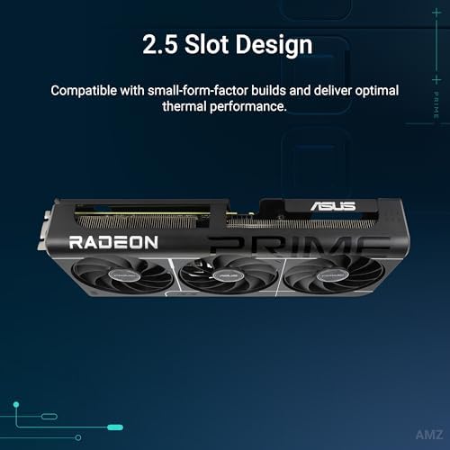 ASUS Prime AMD Radeon RX 9060 XT 16GB GDDR6 OC Edition Graphics Card   PCIe 5 0  HDMI/DP 2 1  2 5 Slot Design  axial tech Fans  Dual Ball Fan Bearings  Dual BIOS  GPU Guard   3 Year Warranty