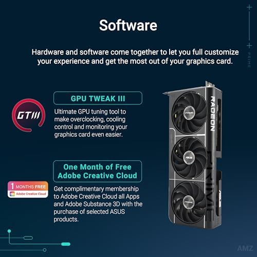 ASUS Prime AMD Radeon RX 9060 XT 16GB GDDR6 OC Edition Graphics Card   PCIe 5 0  HDMI/DP 2 1  2 5 Slot Design  axial tech Fans  Dual Ball Fan Bearings  Dual BIOS  GPU Guard   3 Year Warranty