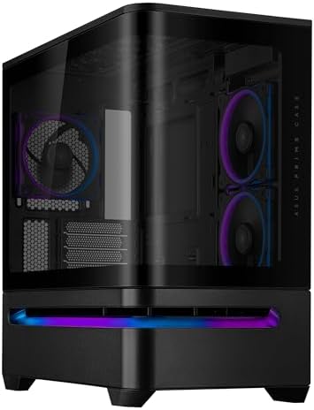 ASUS Prime AP202 ARGB Black mATX pc case with Fully Tempered Curved Glass  Supports Graphics Cards up to 420mm Long  360mm Long radiators  Easy Detach Rail  Patented Slot Vent  3 Built in ARGB Fans