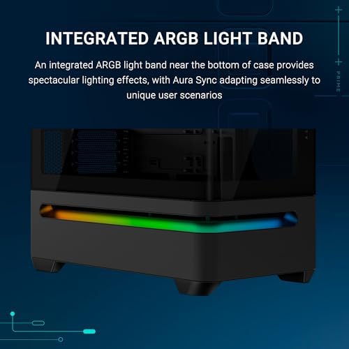 ASUS Prime AP202 ARGB Black mATX pc case with Fully Tempered Curved Glass  Supports Graphics Cards up to 420mm Long  360mm Long radiators  Easy Detach Rail  Patented Slot Vent  3 Built in ARGB Fans