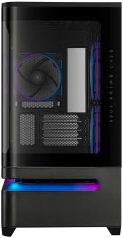 ASUS Prime AP202 ARGB Black mATX pc case with Fully Tempered Curved Glass  Supports Graphics Cards up to 420mm Long  360mm Long radiators  Easy Detach Rail  Patented Slot Vent  3 Built in ARGB Fans
