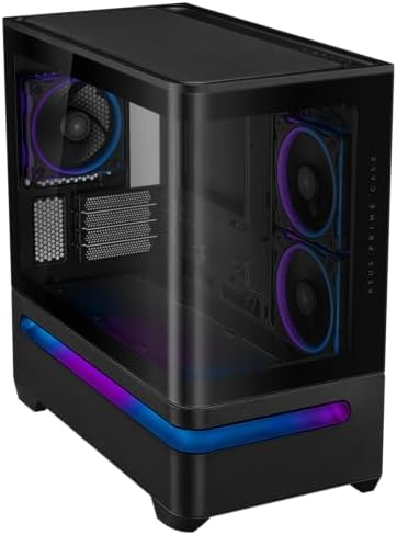 ASUS Prime AP202 ARGB Black mATX pc case with Fully Tempered Curved Glass  Supports Graphics Cards up to 420mm Long  360mm Long radiators  Easy Detach Rail  Patented Slot Vent  3 Built in ARGB Fans