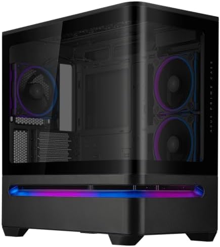 ASUS Prime AP202 ARGB Black mATX pc case with Fully Tempered Curved Glass  Supports Graphics Cards up to 420mm Long  360mm Long radiators  Easy Detach Rail  Patented Slot Vent  3 Built in ARGB Fans