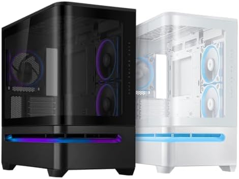 ASUS Prime AP202 ARGB Black mATX pc case with Fully Tempered Curved Glass  Supports Graphics Cards up to 420mm Long  360mm Long radiators  Easy Detach Rail  Patented Slot Vent  3 Built in ARGB Fans