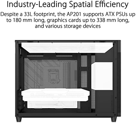 ASUS Prime AP202 ARGB Black mATX pc case with Fully Tempered Curved Glass  Supports Graphics Cards up to 420mm Long  360mm Long radiators  Easy Detach Rail  Patented Slot Vent  3 Built in ARGB Fans