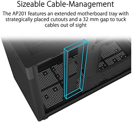 ASUS Prime AP202 ARGB Black mATX pc case with Fully Tempered Curved Glass  Supports Graphics Cards up to 420mm Long  360mm Long radiators  Easy Detach Rail  Patented Slot Vent  3 Built in ARGB Fans
