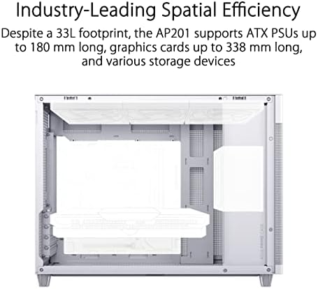 ASUS Prime AP202 ARGB Black mATX pc case with Fully Tempered Curved Glass  Supports Graphics Cards up to 420mm Long  360mm Long radiators  Easy Detach Rail  Patented Slot Vent  3 Built in ARGB Fans