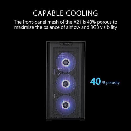 ASUS Prime AP202 ARGB Black mATX pc case with Fully Tempered Curved Glass  Supports Graphics Cards up to 420mm Long  360mm Long radiators  Easy Detach Rail  Patented Slot Vent  3 Built in ARGB Fans