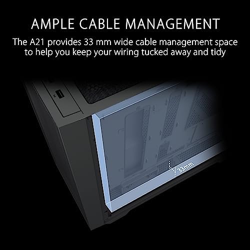 ASUS Prime AP202 ARGB Black mATX pc case with Fully Tempered Curved Glass  Supports Graphics Cards up to 420mm Long  360mm Long radiators  Easy Detach Rail  Patented Slot Vent  3 Built in ARGB Fans