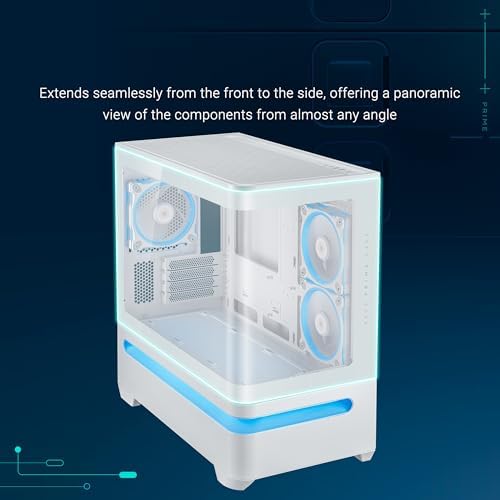 ASUS Prime AP202 ARGB Black mATX pc case with Fully Tempered Curved Glass  Supports Graphics Cards up to 420mm Long  360mm Long radiators  Easy Detach Rail  Patented Slot Vent  3 Built in ARGB Fans