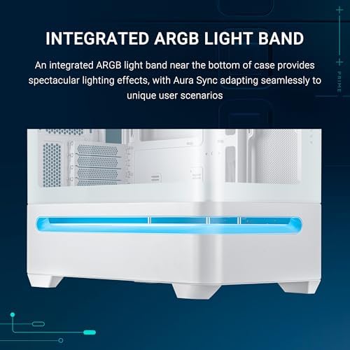 ASUS Prime AP202 ARGB Black mATX pc case with Fully Tempered Curved Glass  Supports Graphics Cards up to 420mm Long  360mm Long radiators  Easy Detach Rail  Patented Slot Vent  3 Built in ARGB Fans