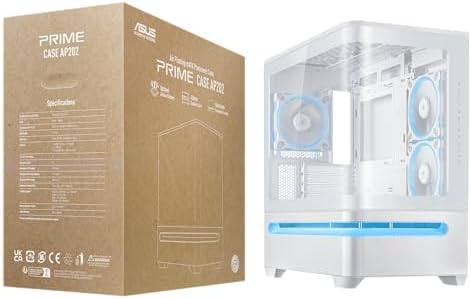 ASUS Prime AP202 ARGB Black mATX pc case with Fully Tempered Curved Glass  Supports Graphics Cards up to 420mm Long  360mm Long radiators  Easy Detach Rail  Patented Slot Vent  3 Built in ARGB Fans