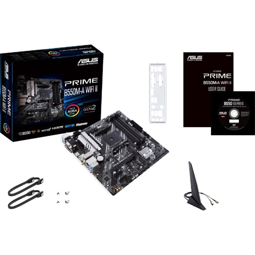 ASUS Prime B550M A WiFi II AMD Micro ATX Motherboard with PCIe 4 0 WiFi 6 ECC Memory HDMI 2 1 RGB Header