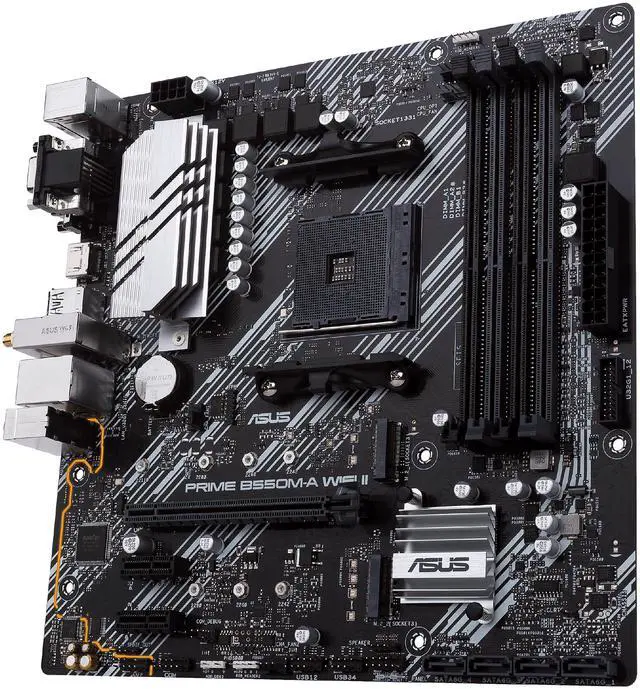 ASUS Prime B550M A WiFi II AMD AM4  3rd Gen Ryzen  Micro ATX Motherboard  PCIe 4 0  WiFi 6  ECC Memory  1Gb LAN  HDMI 2 1/D Sub  4K 60HZ  Addressable Gen 2 RGB Header and Aura Sync 