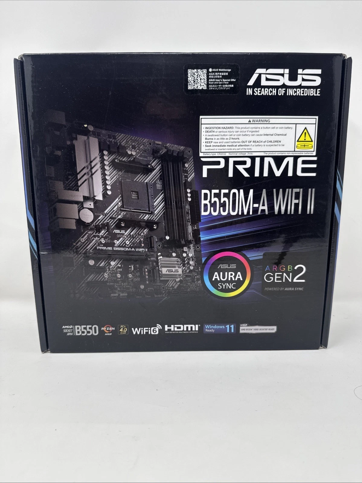 ASUS Prime B550M A WiFi II Motherboard AM4 AMD Ryzen new  factory Sealed