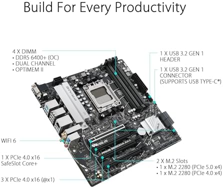 ASUS Prime B650M A AX II AMD B650 AM5 Ryzen  Desktop 9000 8000 & 7000 Micro ATX mATX Motherboard  DDR5  PCIe 5 0 M 2  2 5Gb LAN  Wi Fi 6  DisplayPort  HDMI   BIOS Flashback   Renewed 