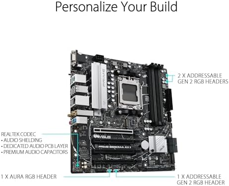 ASUS Prime B650M A AX II AMD B650 AM5 Ryzen  Desktop 9000 8000 & 7000 Micro ATX mATX Motherboard  DDR5  PCIe 5 0 M 2  2 5Gb LAN  Wi Fi 6  DisplayPort  HDMI   BIOS Flashback   Renewed 