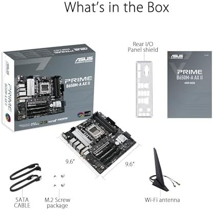 ASUS Prime B650M A AX II AMD B650 AM5 Ryzen  Desktop 9000 8000 & 7000 Micro ATX mATX Motherboard  DDR5  PCIe 5 0 M 2  2 5Gb LAN  Wi Fi 6  DisplayPort  HDMI   BIOS Flashback   Renewed 