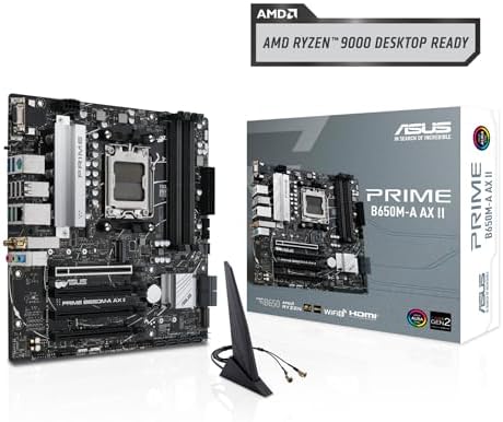 ASUS Prime B650M A AX II AMD B650 AM5 Ryzen  Desktop 9000 8000 & 7000 Micro ATX mATX Motherboard  DDR5  PCIe 5 0 M 2  2 5Gb LAN  Wi Fi 6  DisplayPort  HDMI   BIOS Flashback   Renewed 
