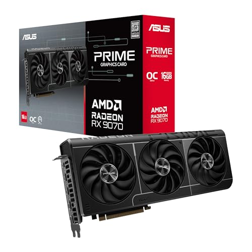 ASUS Prime Radeon  RX 9070 OC Edition Graphics Card  PCIe 5 0  HDMI/DP 2 1  2 5 Slot Design  axial tech Fans  Dual Ball Fan Bearings  Dual BIOS  GPU Guard 
