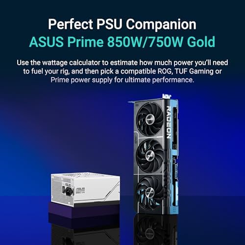 ASUS Prime Radeon  RX 9070 OC Edition Graphics Card  PCIe 5 0  HDMI/DP 2 1  2 5 Slot Design  axial tech Fans  Dual Ball Fan Bearings  Dual BIOS  ASUS GPU Guard 