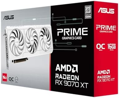 ASUS Prime Radeon™ RX 9070 XT OC Edition - Tarjeta gráfica (PCIe 5.0, HDMI/DP 2.1, diseño de ranuras 2.5, ventiladores Axial-tech, cojinetes de doble bola en ventilador, BIOS dual y protector de GPU)