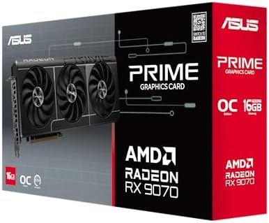 ASUS Prime Radeon™ RX 9070 XT OC Edition - Tarjeta gráfica (PCIe 5.0, HDMI/DP 2.1, diseño de ranuras 2.5, ventiladores Axial-tech, cojinetes de doble bola en ventilador, BIOS dual y protector de GPU)