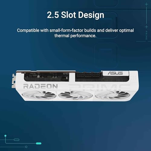 ASUS Prime Radeon  RX 9070 XT White OC Edition Graphics Card  PCIe 5 0  HDMI/DP 2 1  2 5 Slot Design  axial tech Fans  Dual Ball Fan Bearings  Dual BIOS  ASUS GPU Guard 
