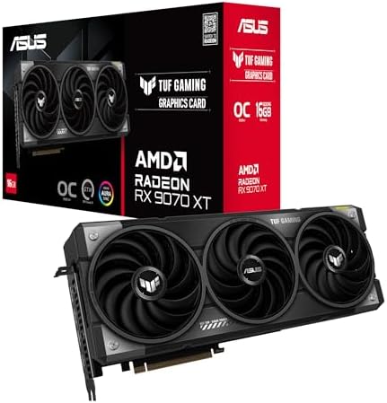 ASUS Prime Radeon  RX 9070 XT OC Edition Graphics Card  PCIe 5 0  HDMI/DP 2 1  2 5 Slot Design  axial tech Fans  Dual Ball Fan Bearings  Dual BIOS  ASUS GPU Guard 