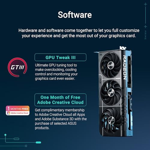 ASUS Prime Radeon  RX 9070 OC Edition Graphics Card  PCIe 5 0  HDMI/DP 2 1  2 5 Slot Design  axial tech Fans  Dual Ball Fan Bearings  Dual BIOS  GPU Guard 