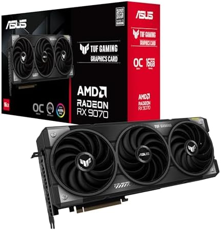 ASUS Prime Radeon  RX 9070 XT OC Edition Graphics Card  AMD  PCIe 5 0  HDMI/DP 2 1  2 5 Slot Design  Axial tech Fans  Ball Bearings  Dual BIOS  GPU Guard 
