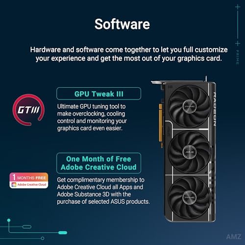 ASUS Prime Radeon  RX 9070 GRE EVO OC Edition Graphics Card  PCIe 5 0  HDMI/DP 2 1  2 5 Slot Design  axial tech Fans  Dual Ball Fan Bearings  Dual BIOS  GPU Guard
