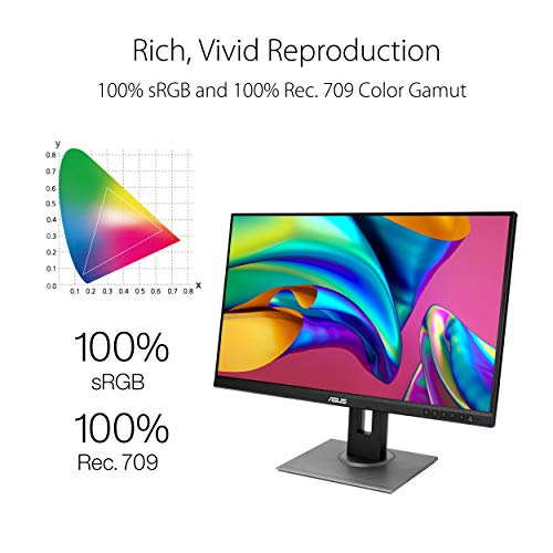ASUS ProArt Display PA278QV 27  WQHD  2560 x 1440  Monitor  100  sRGB/Rec  709  E < 2  IPS  DisplayPort HDMI DVI D Mini DP  Calman Verified  Anti glare  Tilt Pivot Swivel Height Adjustable  Black