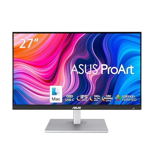 ASUS ProArt Display 27 Monitor PA278CV   WQHD  2560 x 1440   IPS  100  sRGB  100  Rec  709   E < 2  Calman Verified  USB Hub  USB C  DisplayPort Daisy chaining  HDMI  Eye Care  Height Adjustable