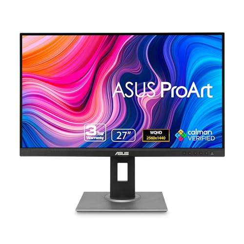 ASUS ProArt Display PA278QV 27  WQHD  2560 x 1440  Monitor  100  sRGB/Rec  709  E < 2  IPS  DisplayPort HDMI DVI D Mini DP  Calman Verified  Anti glare  Tilt Pivot Swivel Height Adjustable  Black