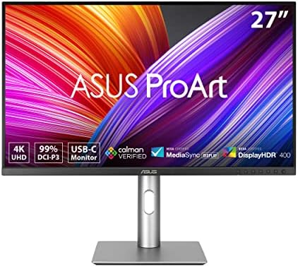 ASUS ProArt Display 27  4K HDR Professional Monitor  PA279CRV    IPS  UHD  3840 x 2160   99  DCI P3/Adobe RGB   E < 2  Calman Verified  USB C PD 96W  DisplayPort  Daisy Chain  Ergonomic  3yr Warranty