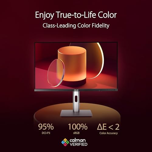 ASUS ProArt Display 27  4K HDR Professional Monitor  PA279CRV    IPS  UHD  3840 x 2160   99  DCI P3/Adobe RGB   E < 2  Calman Verified  USB C PD 96W  DisplayPort  Daisy Chain  Ergonomic  3yr Warranty