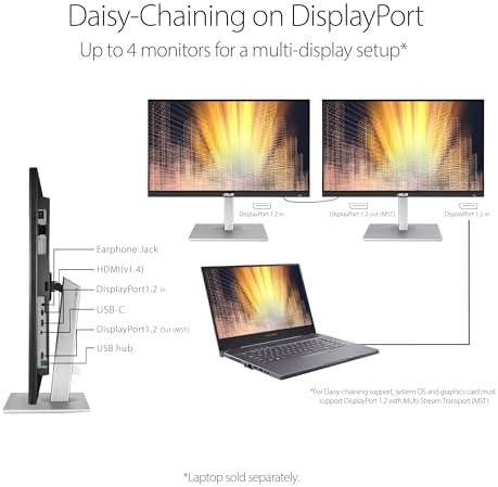 ASUS ProArt Display 27  4K HDR Professional Monitor  PA279CRV    IPS  UHD  3840 x 2160   99  DCI P3/Adobe RGB   E < 2  Calman Verified  USB C PD 96W  DisplayPort  Daisy Chain  Ergonomic  3yr Warranty