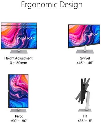 ASUS ProArt Display 27  4K HDR Professional Monitor  PA279CRV    IPS  UHD  3840 x 2160   99  DCI P3/Adobe RGB   E < 2  Calman Verified  USB C PD 96W  DisplayPort  Daisy Chain  Ergonomic  3yr Warranty