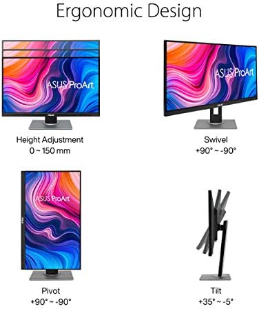 ASUS ProArt Display PA278QV 27  WQHD  2560 x 1440  Monitor  100  sRGB/Rec  709  E < 2  IPS  DisplayPort HDMI DVI D Mini DP  Calman Verified  Anti glare  Tilt Pivot Swivel Height Adjustable  Black
