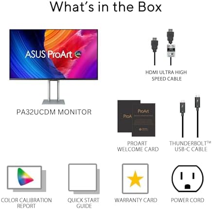 ASUS ProArt Display 32  4K HDR QD OLED Professional Monitor  PA32UCDM    UHD  Ultra Slim  240Hz  0 1ms  Auto Calibration  Dolby Vision  99  DCI P3   E<1  Thunderbolt 4  Calman Ready  3 yr Warranty