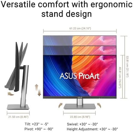 ASUS ProArt Display PA278QV 27  WQHD  2560 x 1440  Monitor  100  sRGB/Rec  709  E < 2  IPS  DisplayPort HDMI DVI D Mini DP  Calman Verified  Anti glare  Tilt Pivot Swivel Height Adjustable  Black