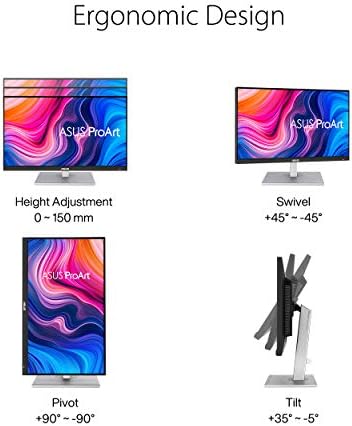 ASUS ProArt Display PA279CV 27  4K HDR UHD  3840 x 2160  Monitor  IPS  100  sRGB/Rec  709   E < 2  USB C DisplayPort HDMI USB hub  Calman Verified  Compatible with Laptop & Mac Monitor