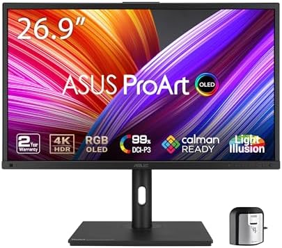 ASUS ProArt Display PA279CV 27  4K HDR UHD  3840 x 2160  Monitor  IPS  100  sRGB/Rec  709   E < 2  USB C DisplayPort HDMI USB hub  Calman Verified  Compatible with Laptop & Mac Monitor