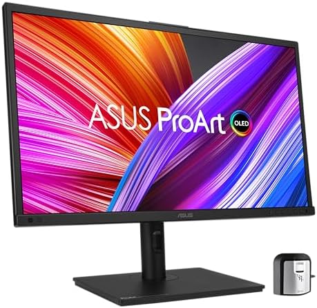 ASUS ProArt Display 27 4K HDR RGB OLED Professional Monitor  PA27DCE K    UHD  3840 x 2160   99  DCI P3  HLG   E < 1  USB C PD 80W  Hardware Calibration  Calman Ready  X rite i1 Display Pro Calibrator